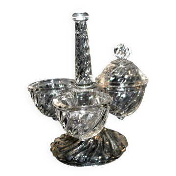 Vallerysthal ménagère tournante – serviteur de table rétro en verre moulé sel poivre et moutarde