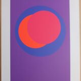 Silkscreen signed abstract geometric op art Claisse geneviève 1967 circles