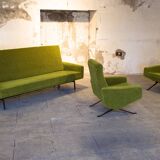 Set de salon canapé - 2 fauteuils design 1960 par Paul Geoffroy Troika Airborne