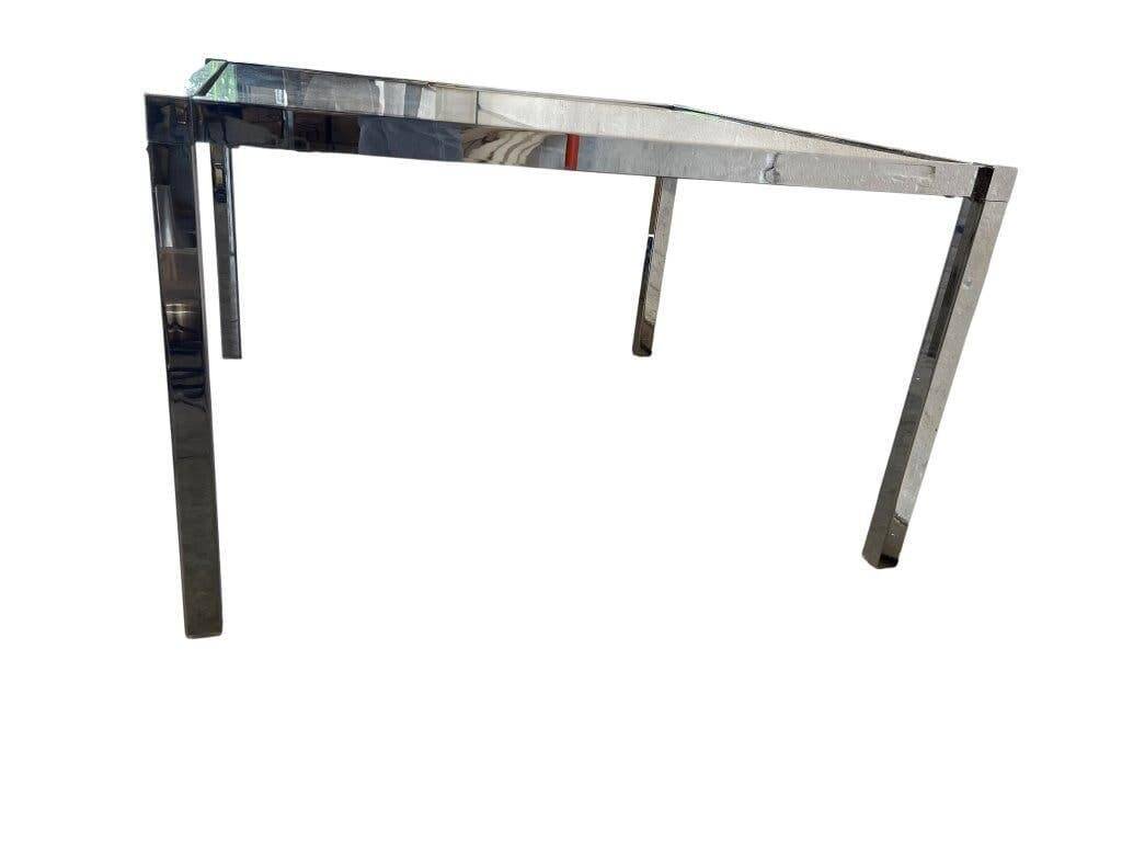 Table basse vintage chromée avec plateau en verre
