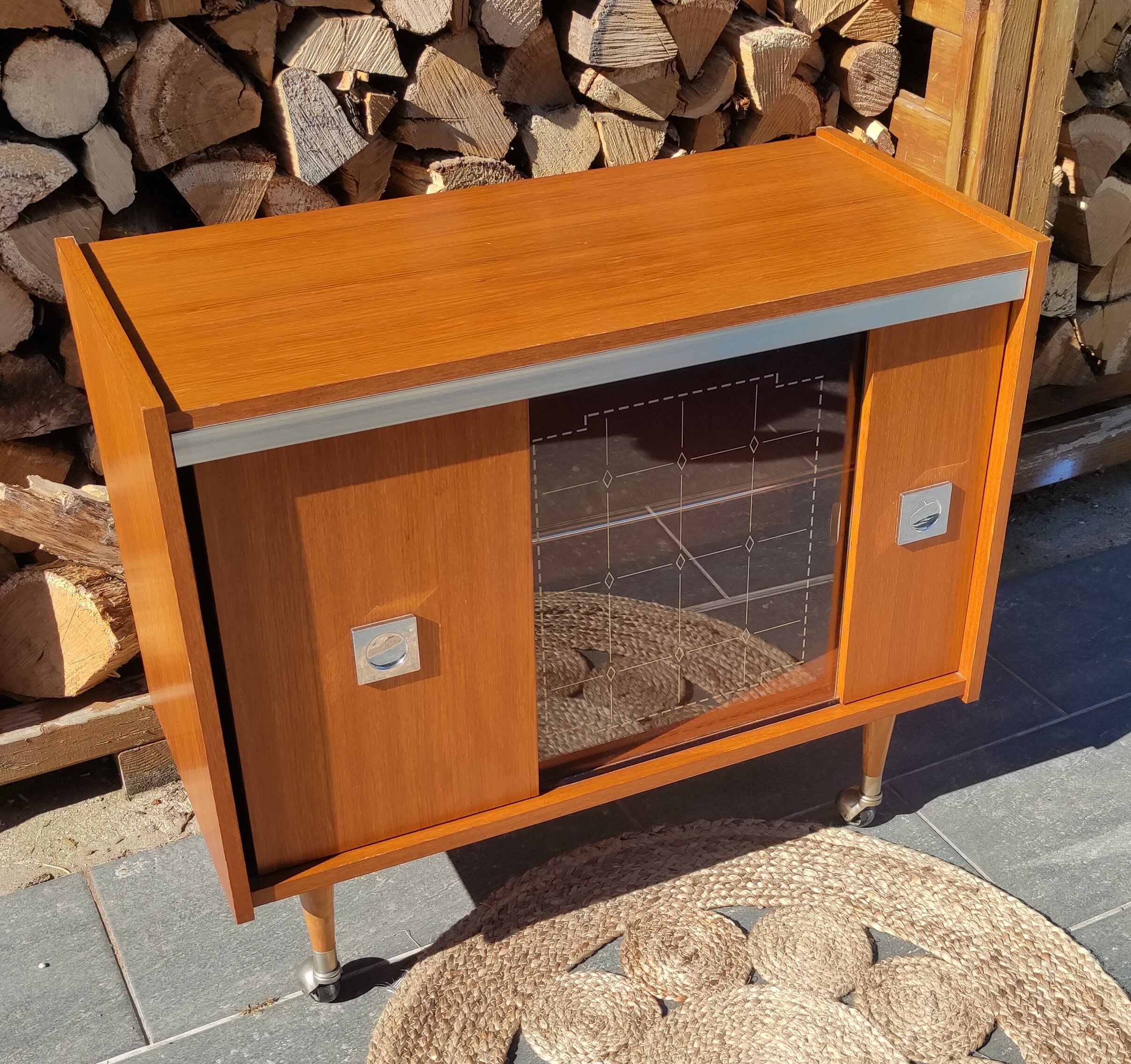 Buffet or vintage bar compass feet and casters