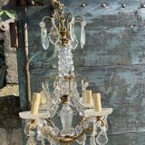Chandelier with bronze and crystal grapevines