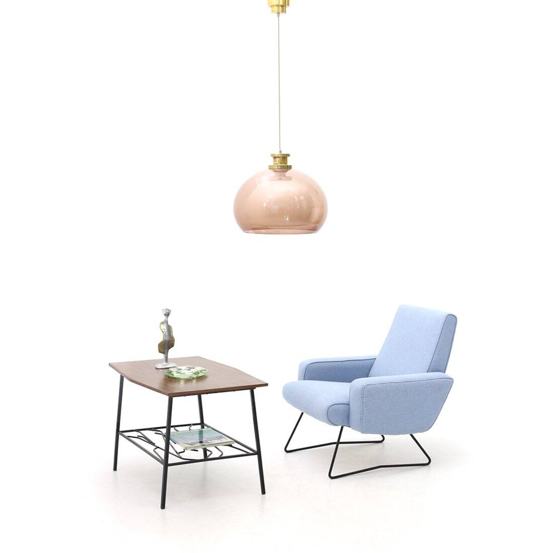 Coffee table with a wooden top, 1950s.