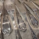 6 forks, 6 fish knives, silver-plated metal, silversmith Ercuis LXV 29