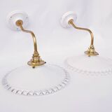 Swan neck and serrated opaline wall lights