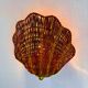 Pair of shell-shaped wicker wall sconces – rattan & brass, circa Italy 1970