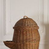 Restored wicker storage basket or patatière