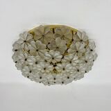 Large Floral Crystal Glass Flush Lamp by Ernst Palme , 1970s