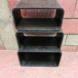 Vintage black wood trundle table