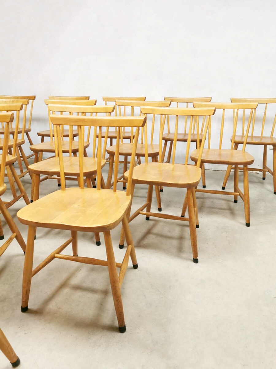 Vintage dutch design spindle back dining chairs pastoe