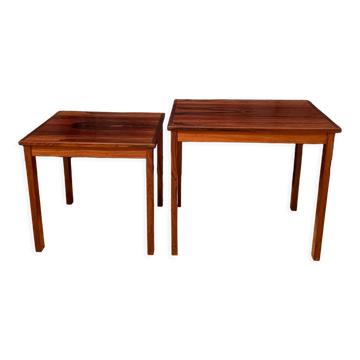 A pair of Kvalitet Form Funktion rosewood side tables Denmark 1960s