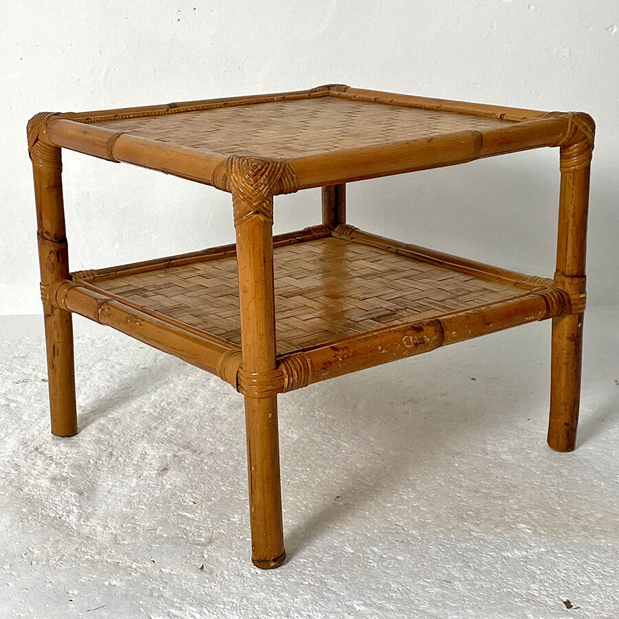 Side table in vintage rattan 70's