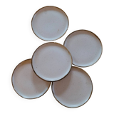 5 assiettes à dessert en grès vernissé. 1970–19805 assiettes à dessert
