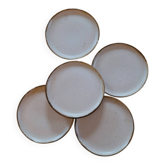 5 glazed stoneware dessert plates. 1970–1980 5 dessert plates