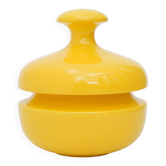 Yellow ceramic vase with lid by Enzo Bioli for Il Picchio, 1970s.