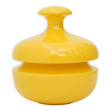 Yellow ceramic vase with lid by Enzo Bioli for Il Picchio, 1970s.