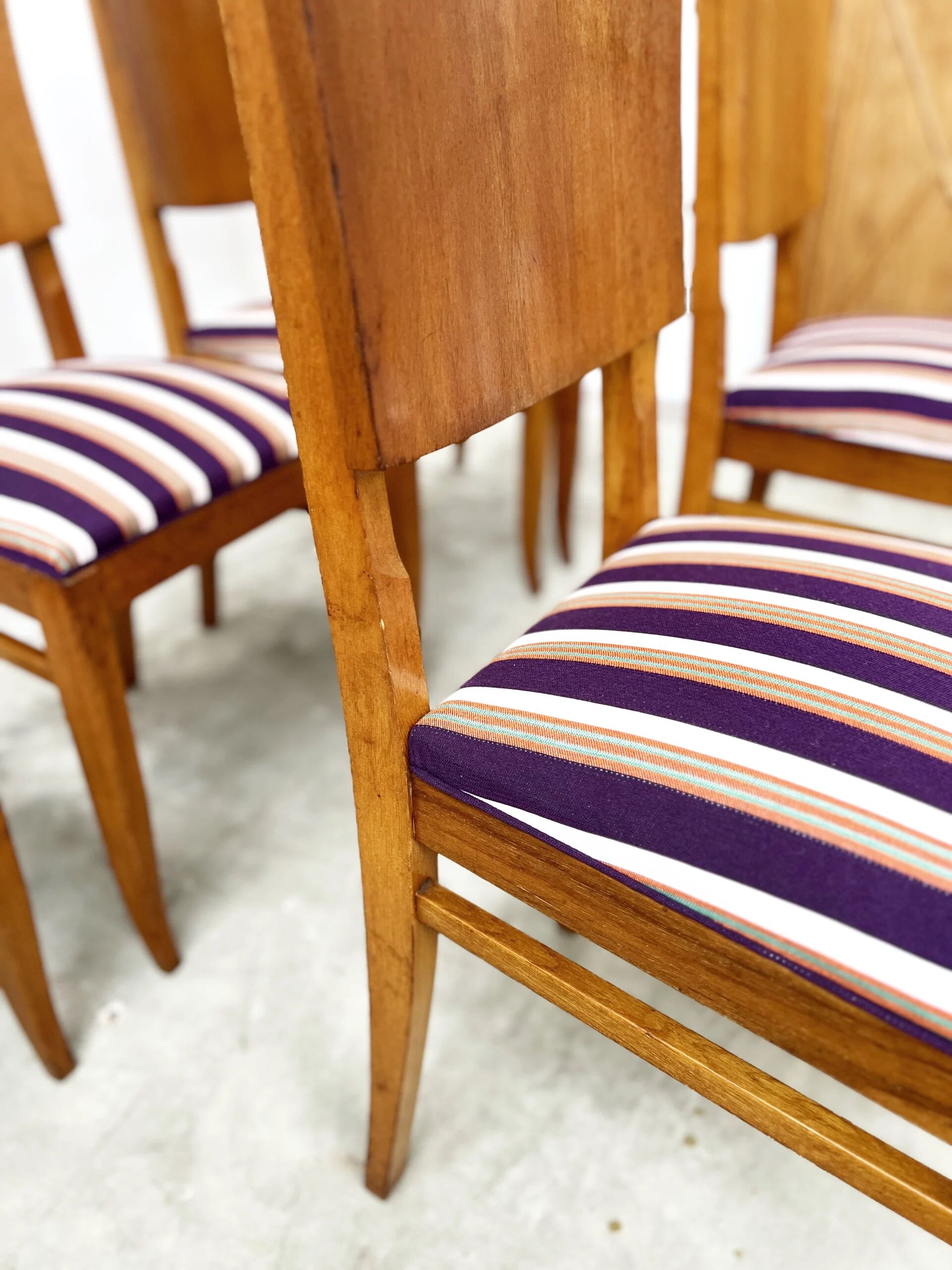 6 striped fabric chairs from the 1950s