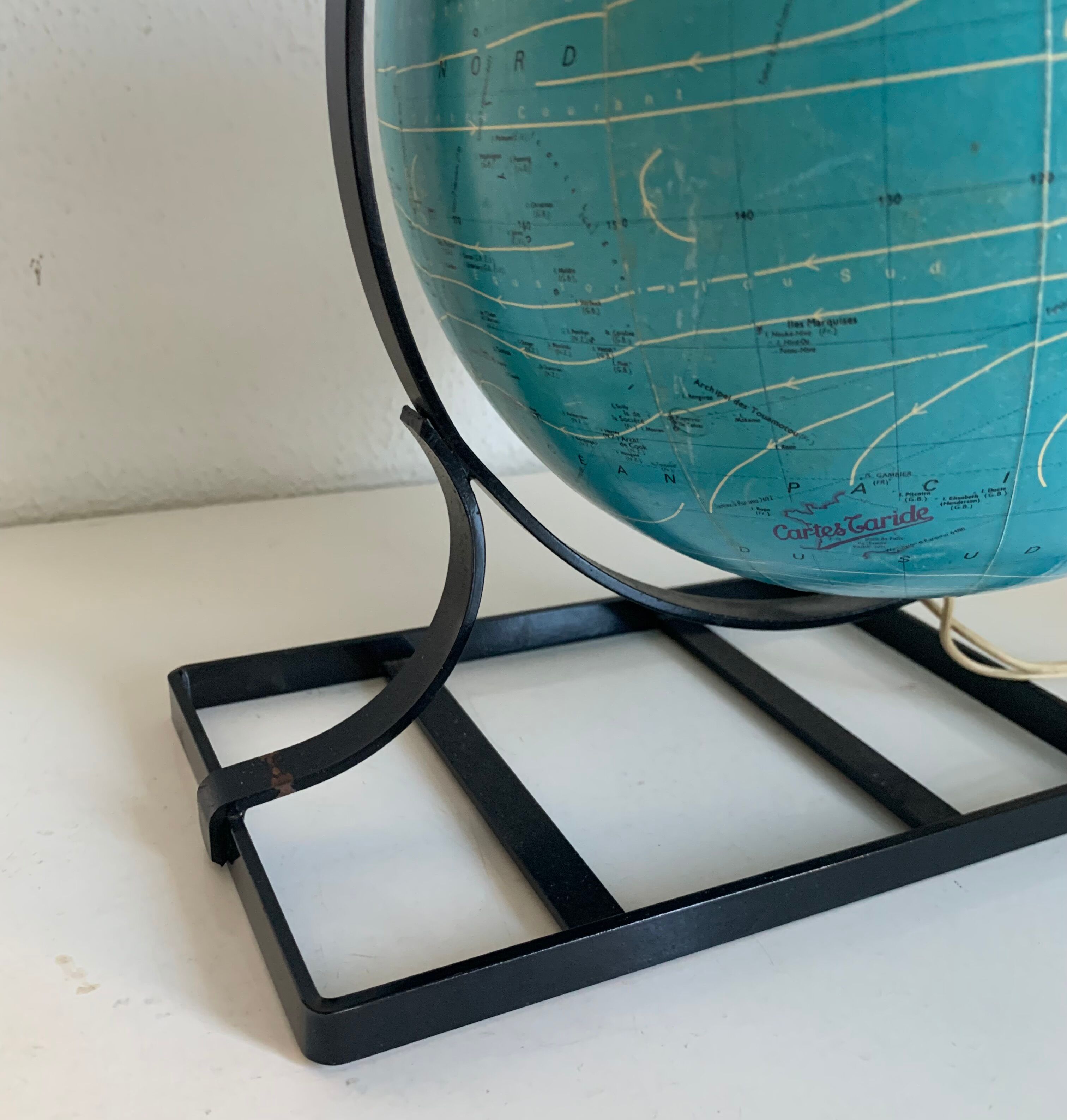 Vintage globe 1971 terrestrial Taride glass - 29 cm