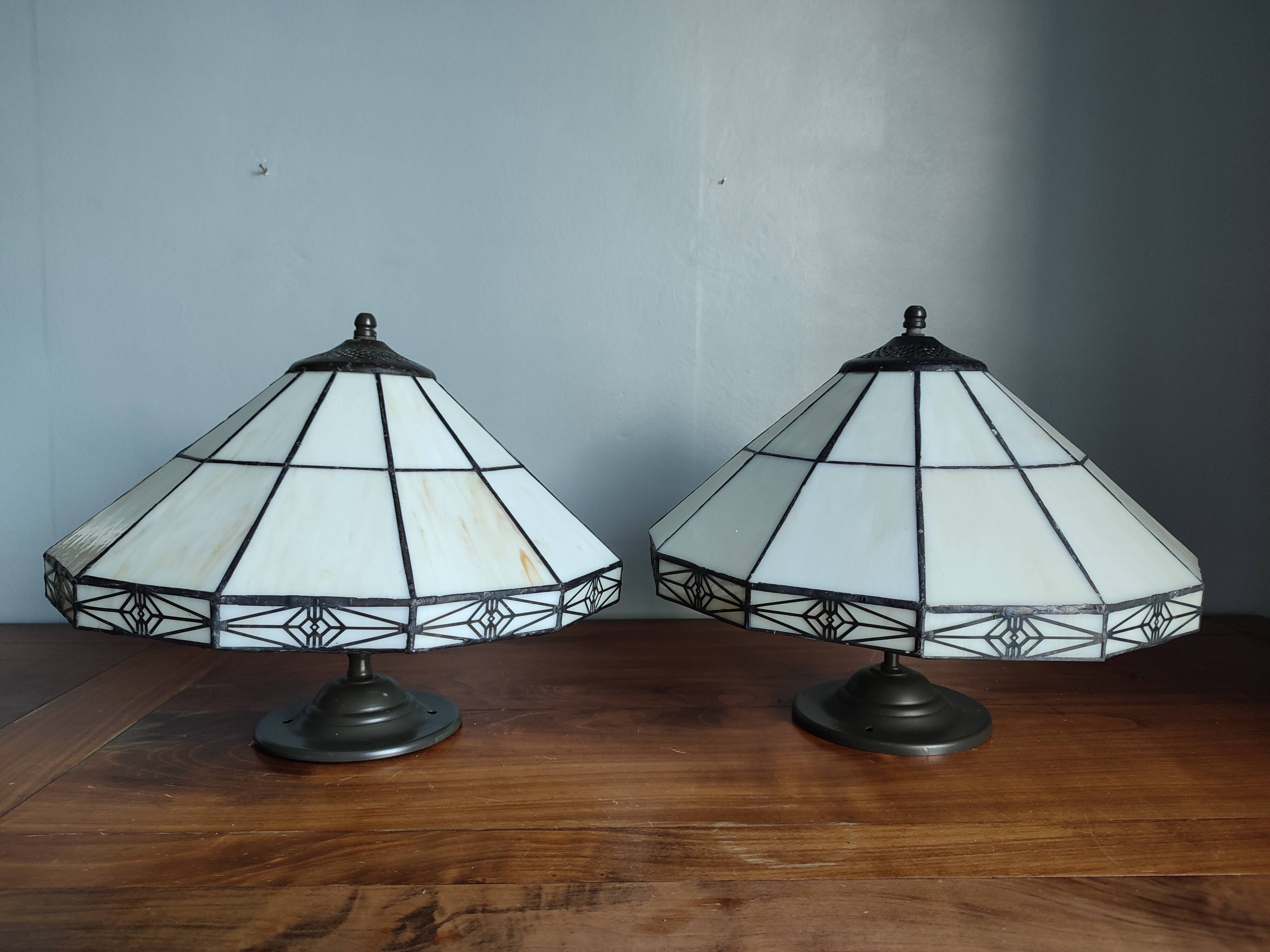 Set of two vintage tiffany style ceiling lights