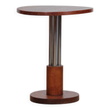 Modernist side table in chromed metal and oak, 1930