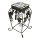 Ancien porte-plante en fer forgé avec galets
