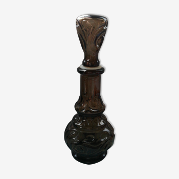 Black molded glass decanter, brown