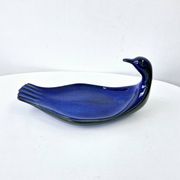 Vintage Plate Duck Foie Gras Blue Stoneware from Berry, France 25.5x15cm
