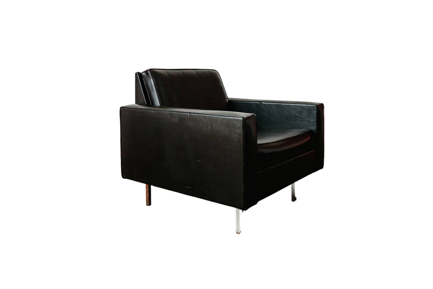 Black faux leather armchair, 1960