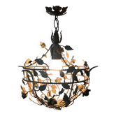 Suspension en métal patiné à motif de fleurs et de feuilles, années 1950, Italie
