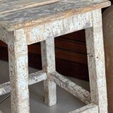 Old wooden stool with square seat