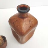 Vintage whisky decanter bottle glass and leather Havana color