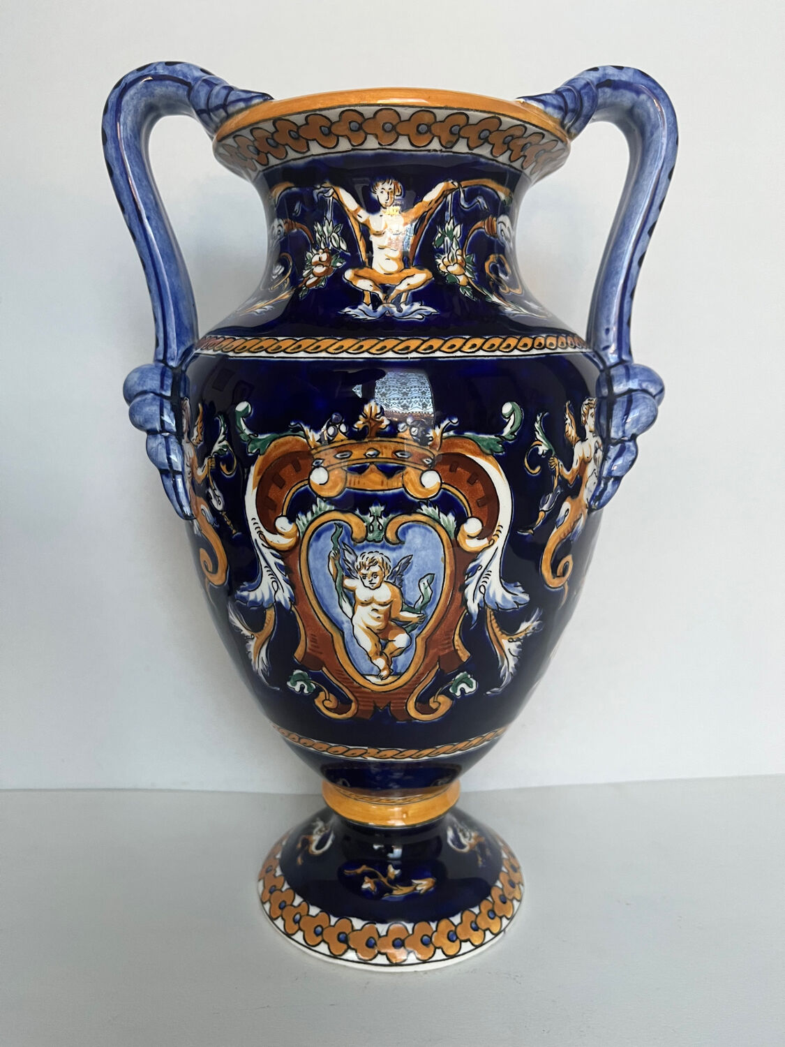 Gien earthenware vase, renaissance model