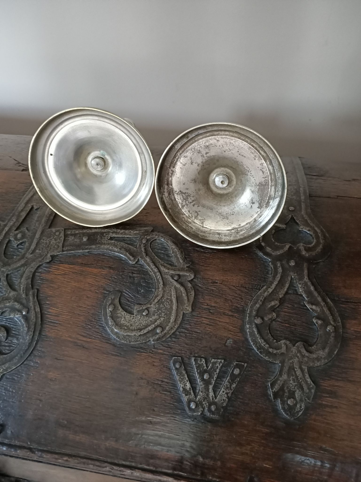 Pair of large silver bronze candle holders from the Directoire period