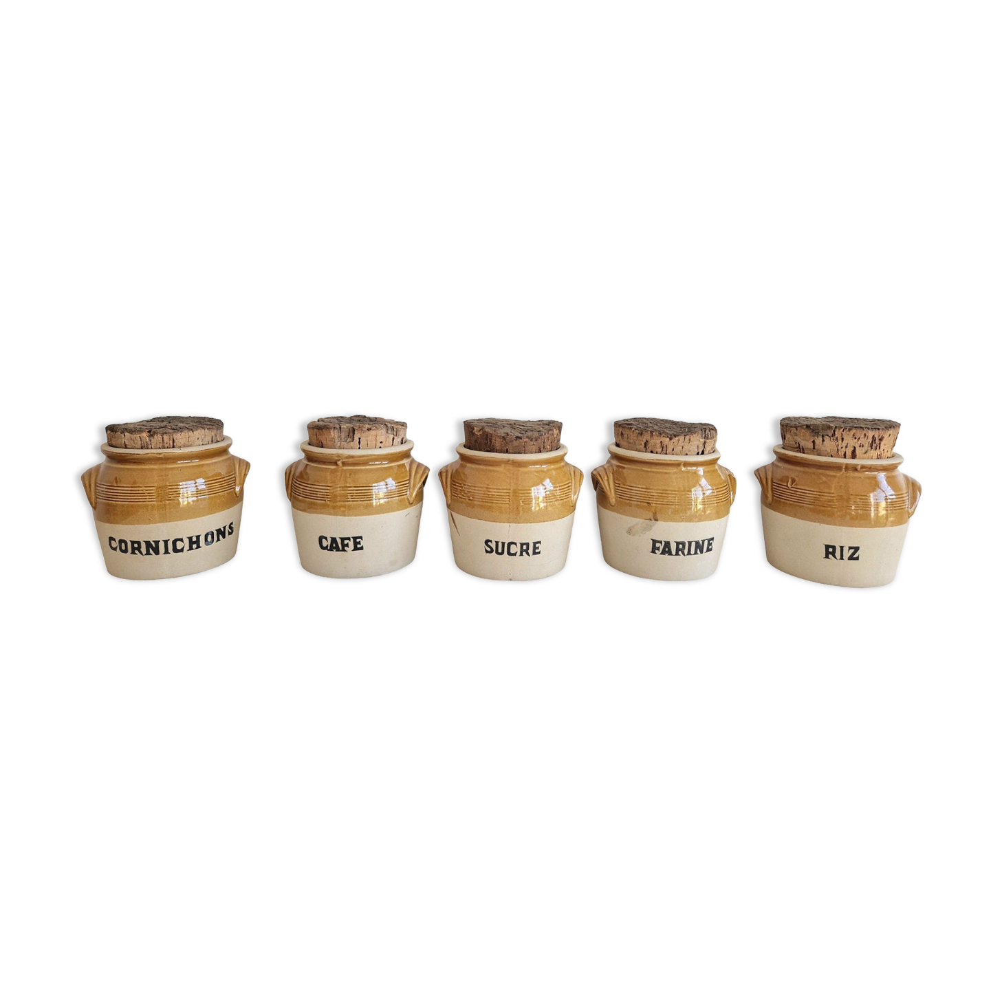 Series of 5 condiment pots
