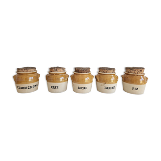 Set of 5 condiment pots