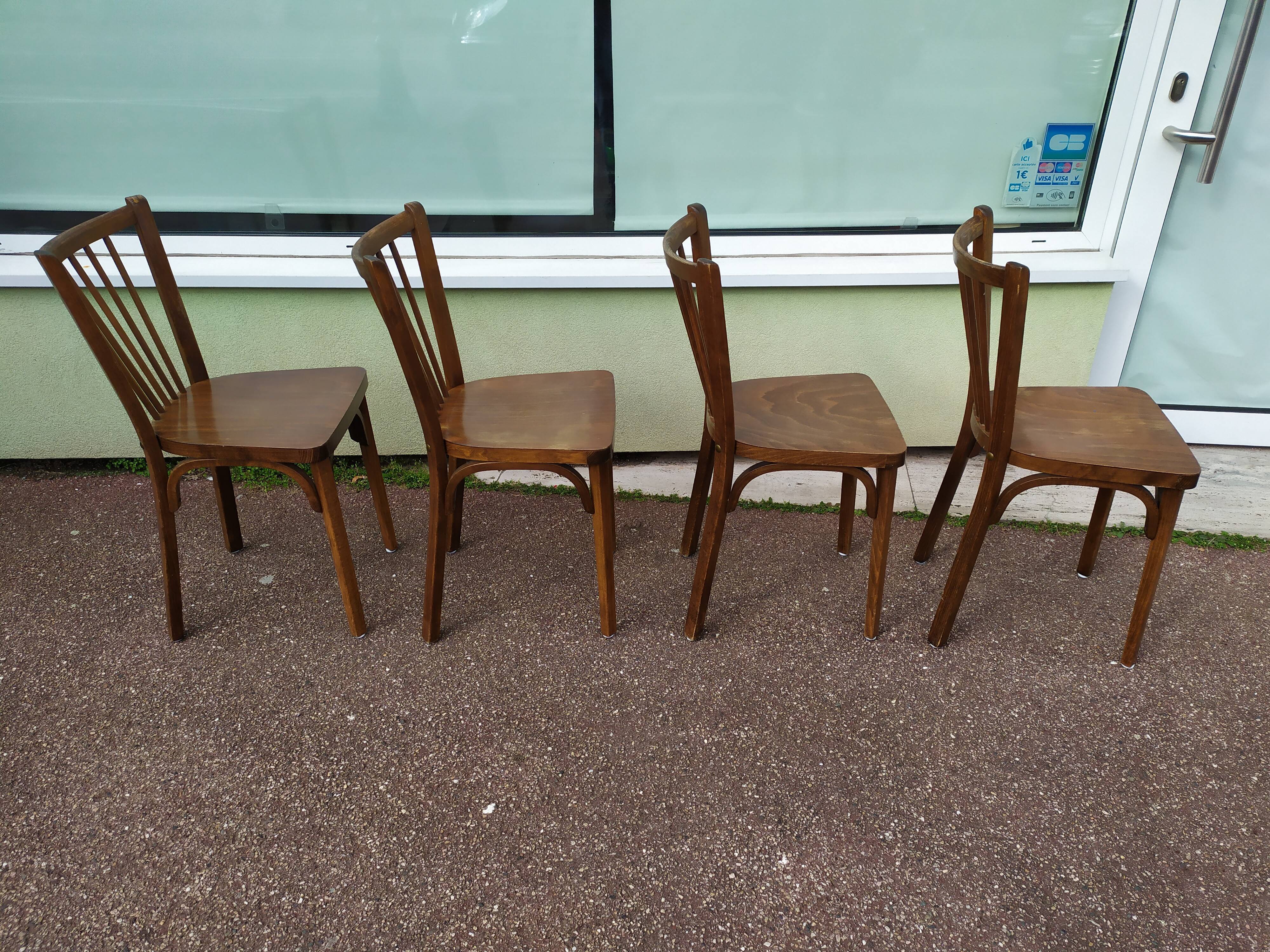 Lot de 4 chaises de bistrot bois Baumann