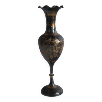 Vintage Metal, Brass Vase, India, handmade, 1960's.