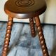 Vintage tripod stool in solid wooden twisted feet