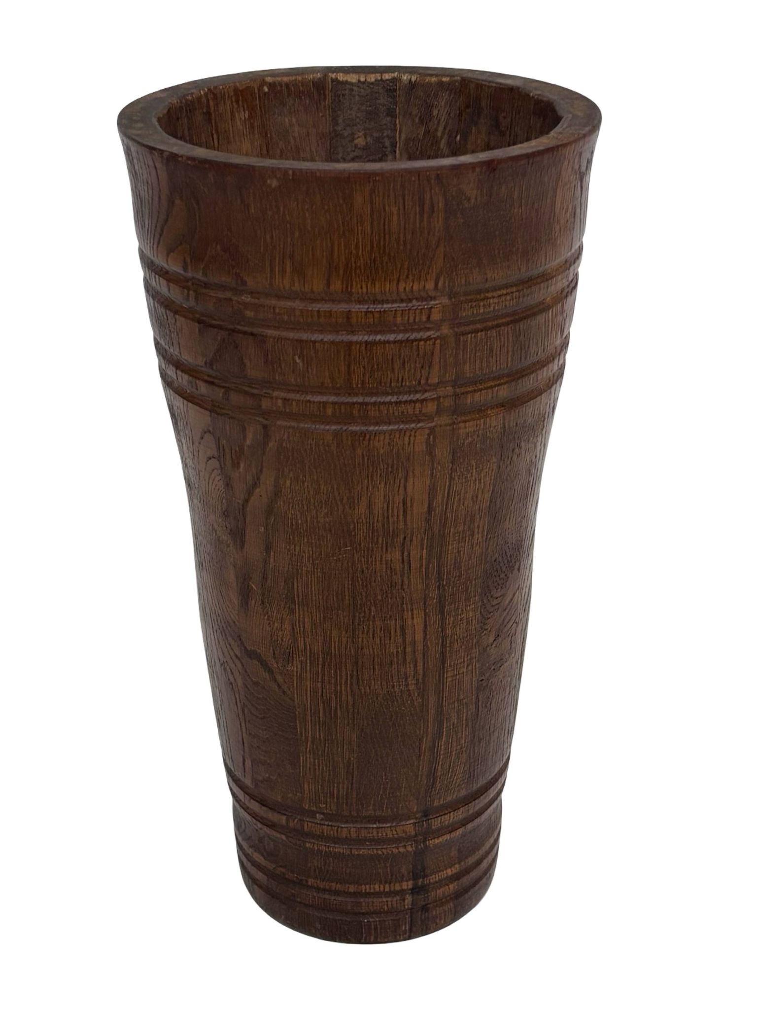 Vintage umbrella stand - holder oak basket storage design 60's minimalist