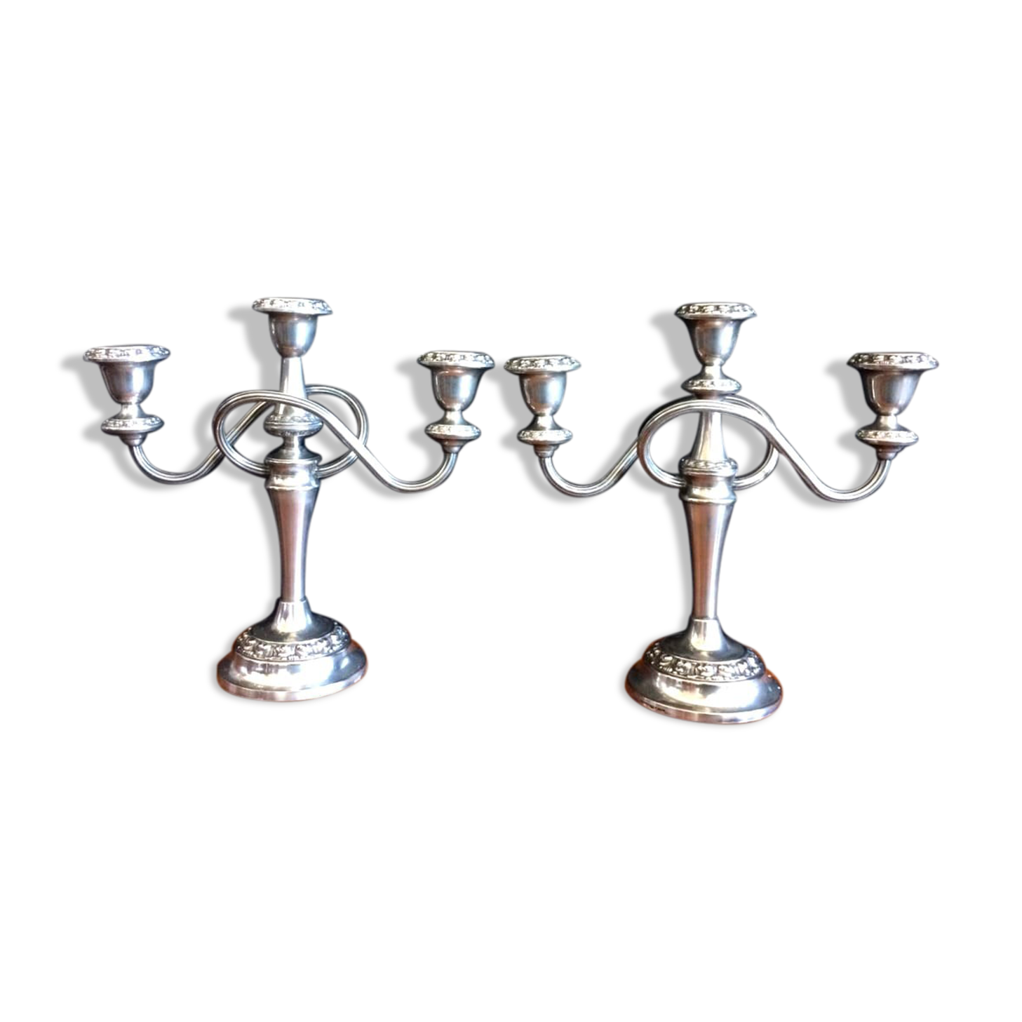 Pair of Victorian chandeliers in Silver Metal English