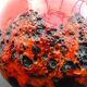 Vase rouge lave Scheurich West Germany années 1960
