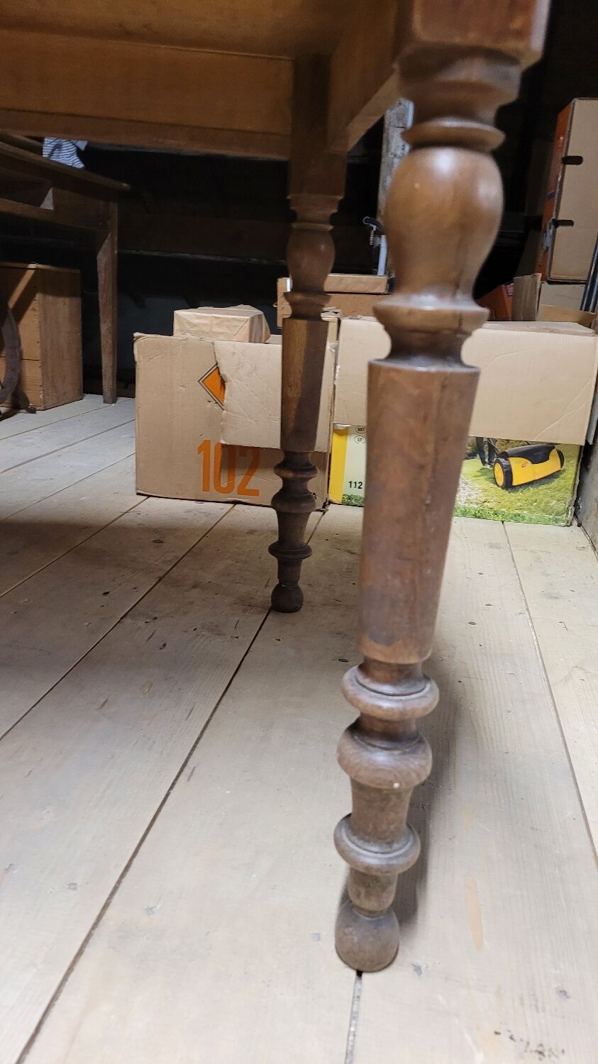 Table de bistrot restaurant en chêne massif ancienne, 1900s -1m53