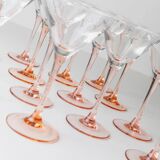14-piece Pink Verre-et-Cristal Luminarc Martini Glass Set, 1980s Memphis Style Glassware, France Gift Idea
