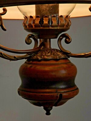 Français Lanterne De Plafond Du Milieu Du Siècle En Métal Et Abat-Jour En verre Opalin Blanc