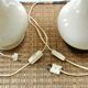 Pair of lamps - off-white ceramic foot - wooden bass