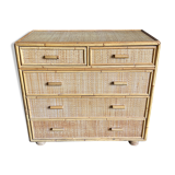 Chest of drawers in braided rattan with 5 drawers