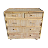 Chest of drawers in braided rattan with 5 drawers
