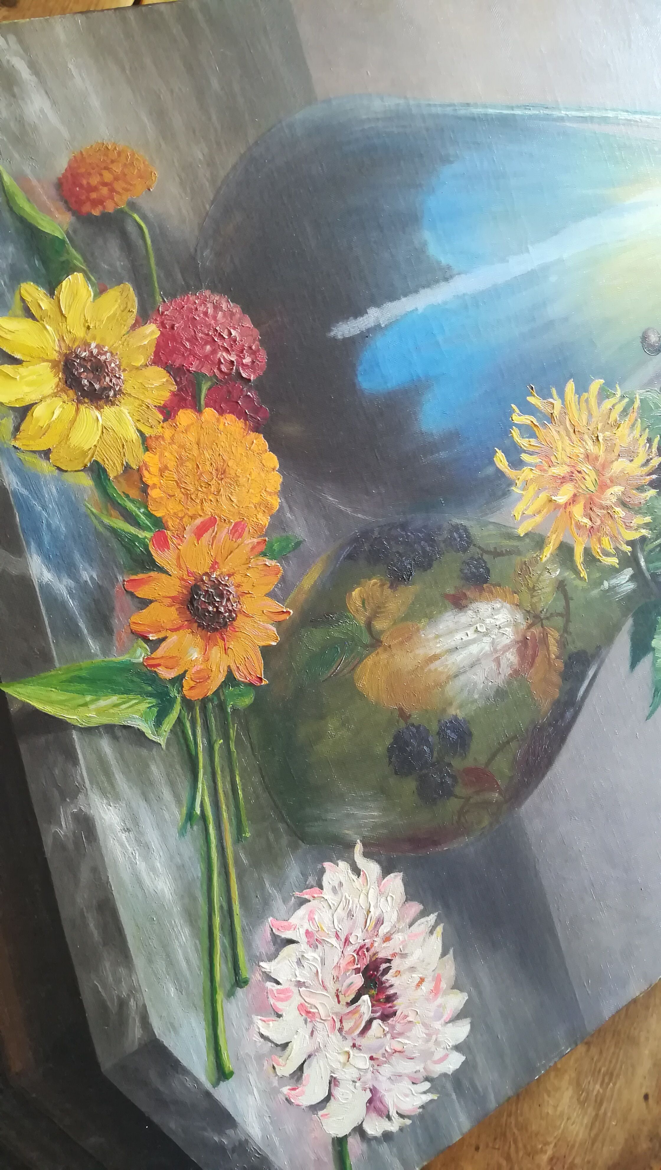 Pair of paintings of flowers