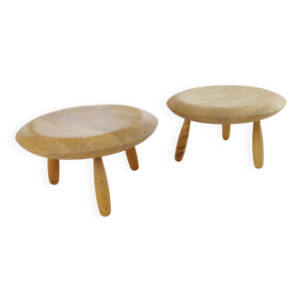 Swedish pair of organic mushroom stools in birch Ikea 2009