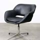 Chaise pivotante vintage en simili cuir noir italien et chrome